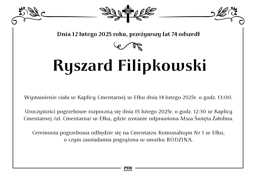 Ryszard Filipkowski - nekrolog